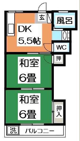 中村マンション(2DK/2階)の間取り写真