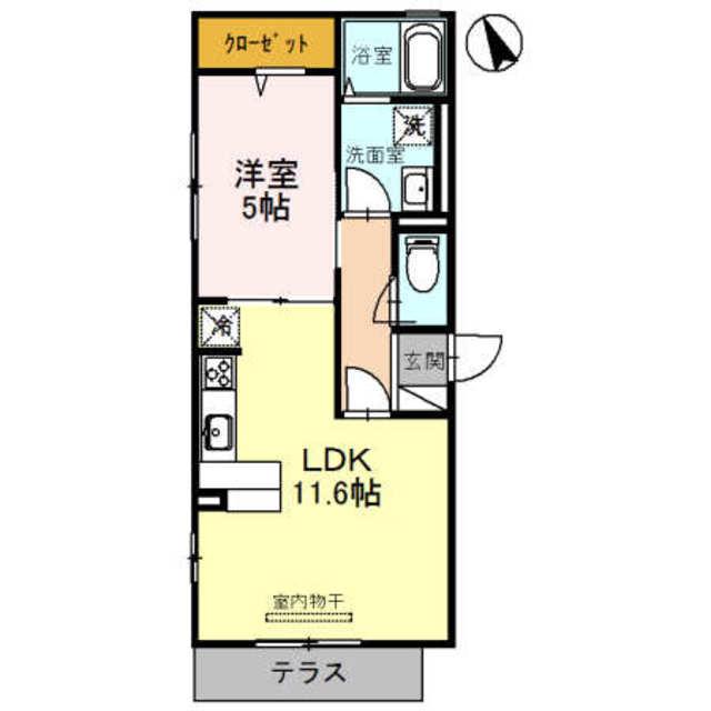 セレナーデA棟(1LDK/2階)の間取り写真