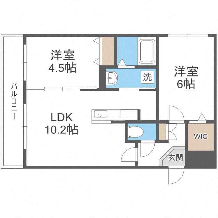 ネコオール麻生(2LDK/2階)の間取り写真