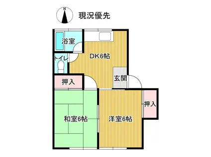 ハイツ塩野A棟(2DK/1階)の間取り写真