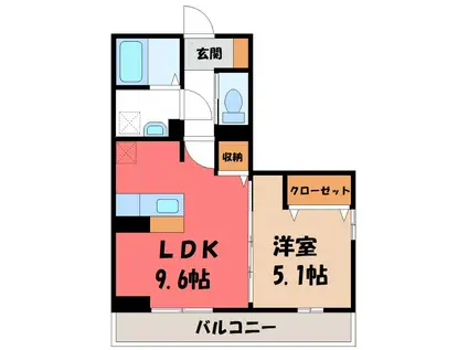 MスカイVI(1LDK/3階)の間取り写真