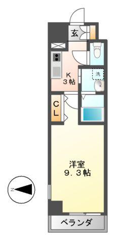 KDXレジデンス今池(1K/2階)の間取り写真