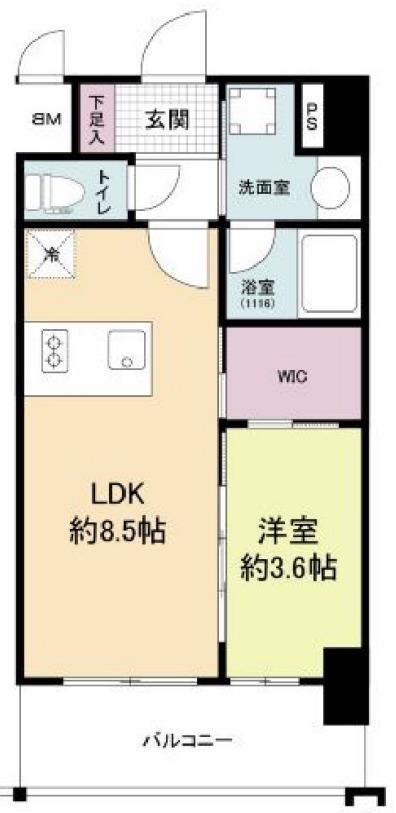 リヴェント福島(1LDK/6階)の間取り写真