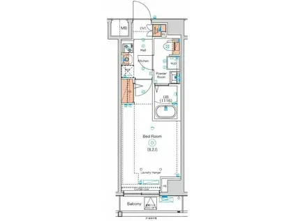 GENOVIA南千住VIII(1K/2階)の間取り写真