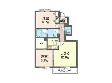 メゾン ド ポワール(2LDK/1階)の間取り写真