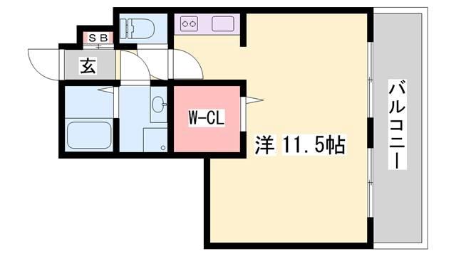 シャレーコート(ワンルーム/1階)の間取り写真