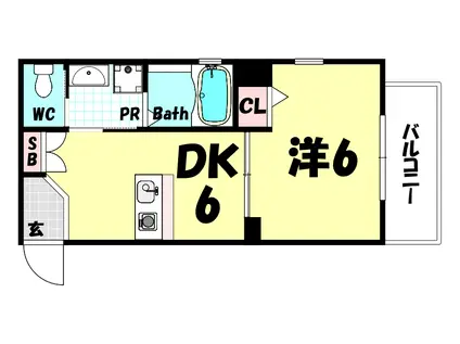 サンシャイン東雲(1DK/1階)の間取り写真