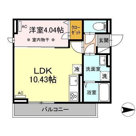 花-HANA-さがみ野(1LDK/2階)の間取り写真