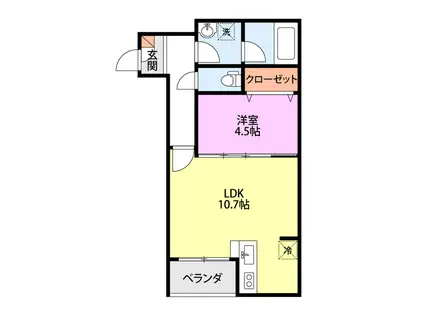 COMMON北葉町(1LDK/3階)の間取り写真
