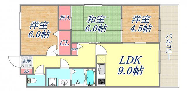 メゾン共栄(3LDK/3階)の間取り写真