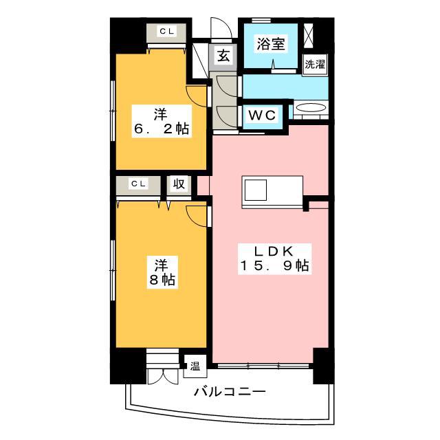 アントゥール薬院(2LDK/8階)の間取り写真