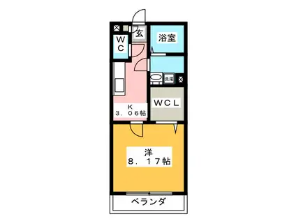 クロシェット(1K/1階)の間取り写真