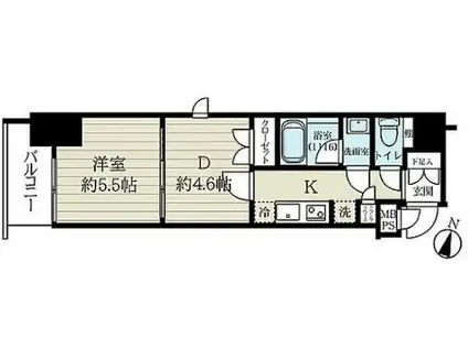 レクシオシティ王子神谷(1DK/11階)の間取り写真