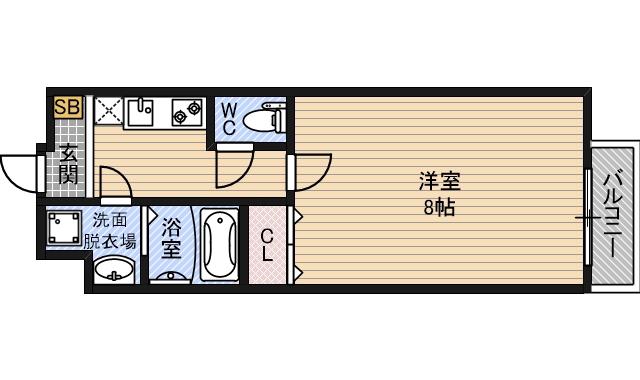 アンリ北詰(1K/2階)の間取り写真