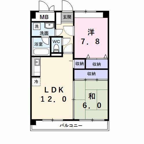 リバーサイドWILLOW(2LDK/2階)の間取り写真