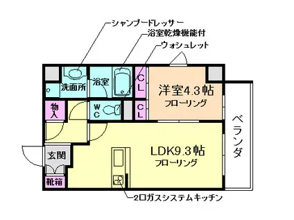 AD-HOC呉服町(1LDK/5階)の間取り写真