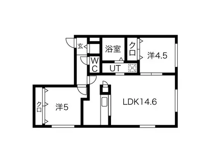 ＪＲ函館本線 稲積公園駅 徒歩18分 3階建 築4年(2LDK/2階)の間取り写真