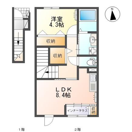 SHANGRI-LA(1LDK/2階)の間取り写真