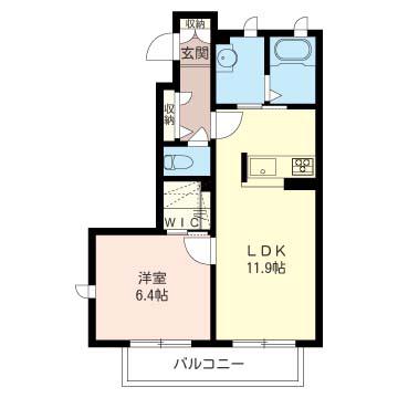 エレンシア・N(1LDK/1階)の間取り写真