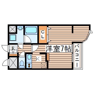 ロイヤルヒルズ鹿野I(1K/2階)の間取り写真