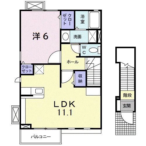 アプローズヒル(1LDK/2階)の間取り写真