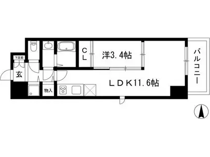 APHRODITE(1LDK/12階)の間取り写真
