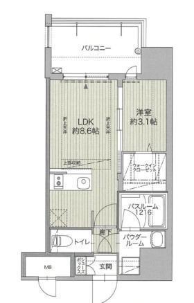 グランフォーレ博多ウォーターフロント(1LDK/2階)の間取り写真