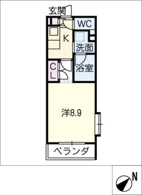 タウンライフ高社(1K/2階)の間取り写真