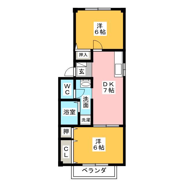 ブレスト南山 B(2DK/1階)の間取り写真