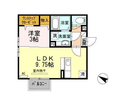 京王高尾線 めじろ台駅 徒歩13分 2階建 築14年(1LDK/1階)の間取り写真