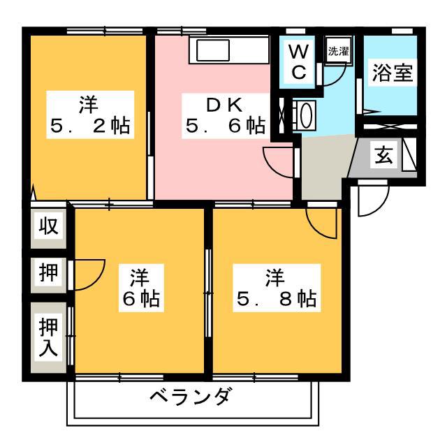 フォレストコートC(3K/1階)の間取り写真