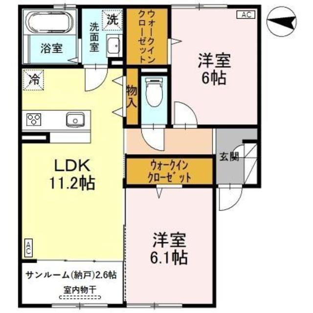ロジュマンシュシュ C(2SLDK/2階)の間取り写真