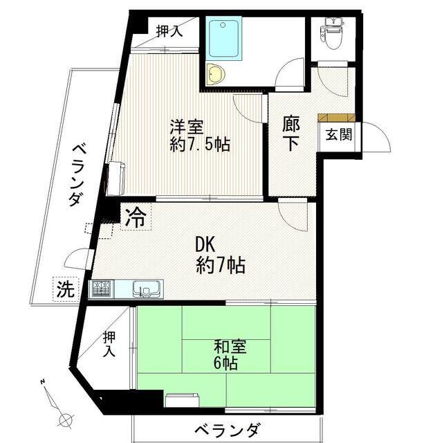 第二八千代マンション(2DK/4階)の間取り写真