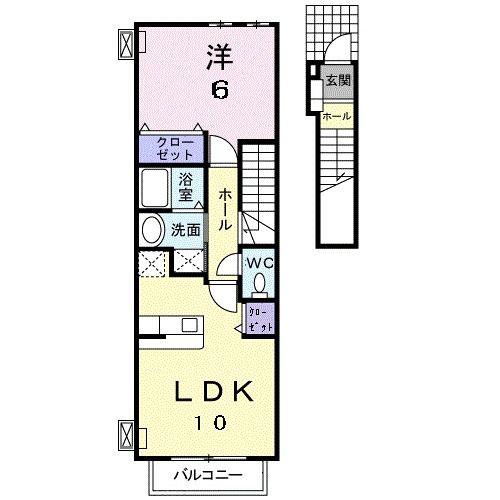 コンフォート(1LDK/2階)の間取り写真