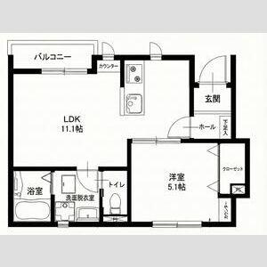 リーブルファイン一宮市乾町II 2号棟(1LDK/1階)の間取り写真