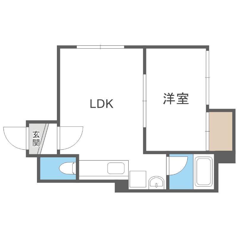 グランデ壱番館(1DK/2階)の間取り写真