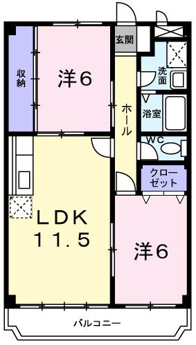 シャトル永井(2LDK/1階)の間取り写真