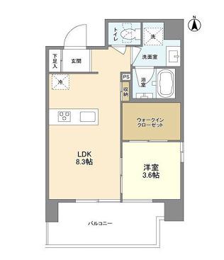 グランカーサ川口並木(1LDK/8階)の間取り写真