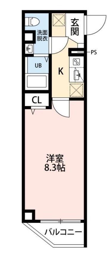 ヒルズ東町(1K/1階)の間取り写真