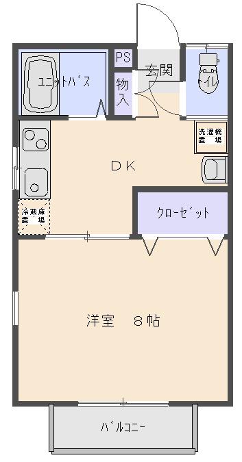 ベータハウス(1DK/1階)の間取り写真
