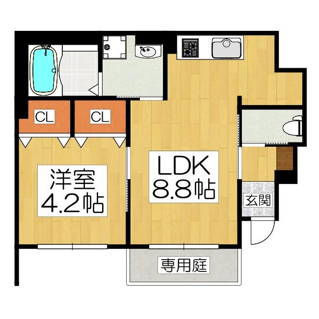 ラトゥール(1LDK/1階)の間取り写真