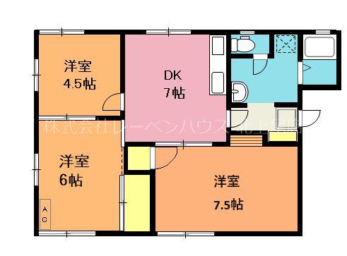 ニューグランドハイツ C棟(3DK/1階)の間取り写真