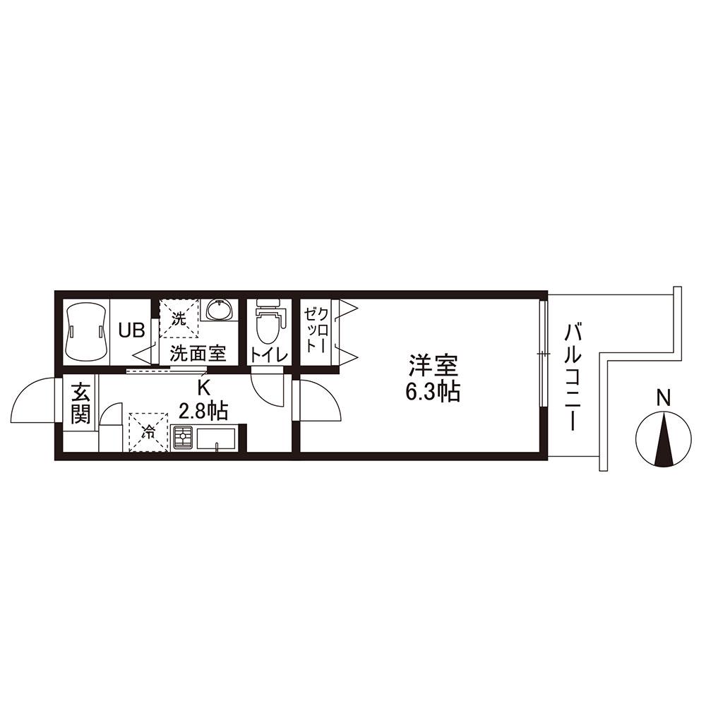 CONTECASA弘明寺(1K/1階)の間取り写真
