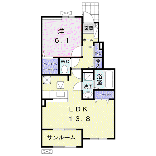 メゾンクレール城南(1LDK/1階)の間取り写真