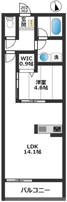 ALIVIO(1LDK/3階)の間取り写真
