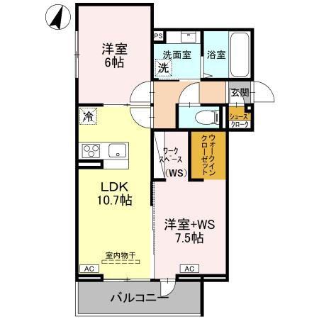 アドラブール B棟(2LDK/2階)の間取り写真
