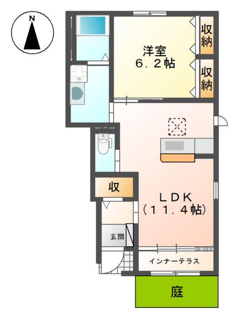 アンジュール(1LDK/1階)の間取り写真