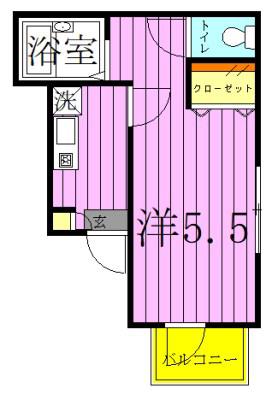MELDIA足立4丁目(1K/2階)の間取り写真
