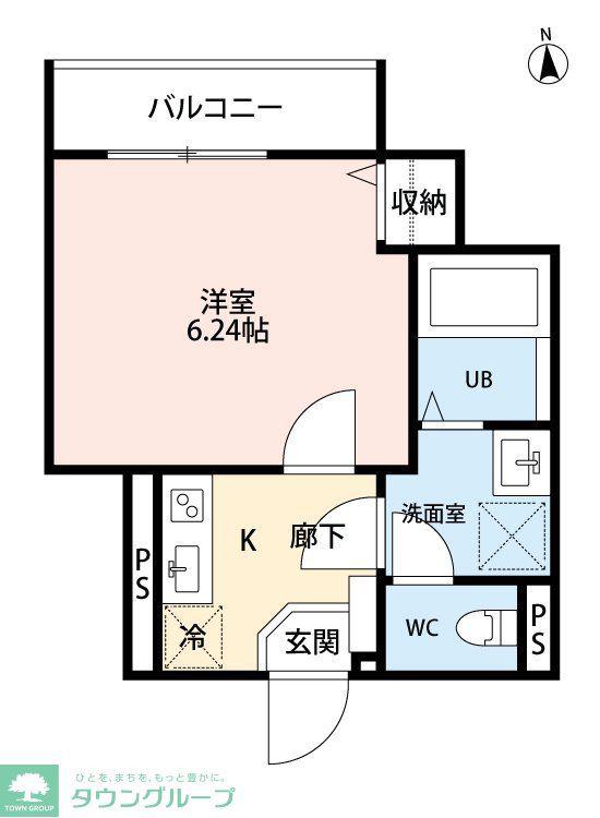 ウエストガーデン六町(1K/1階)の間取り写真