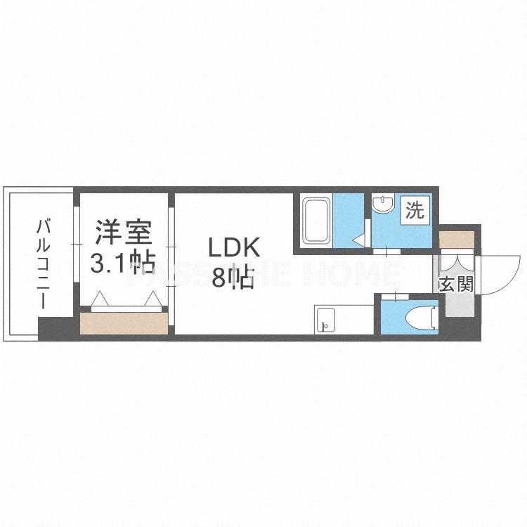リヴィアス三明町(1LDK/6階)の間取り写真